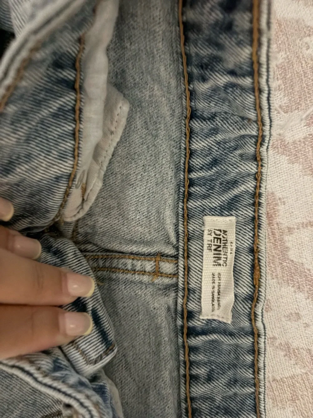 Zara Light Wash Distressed Denim Mini Skirt - Picture 3 of 4